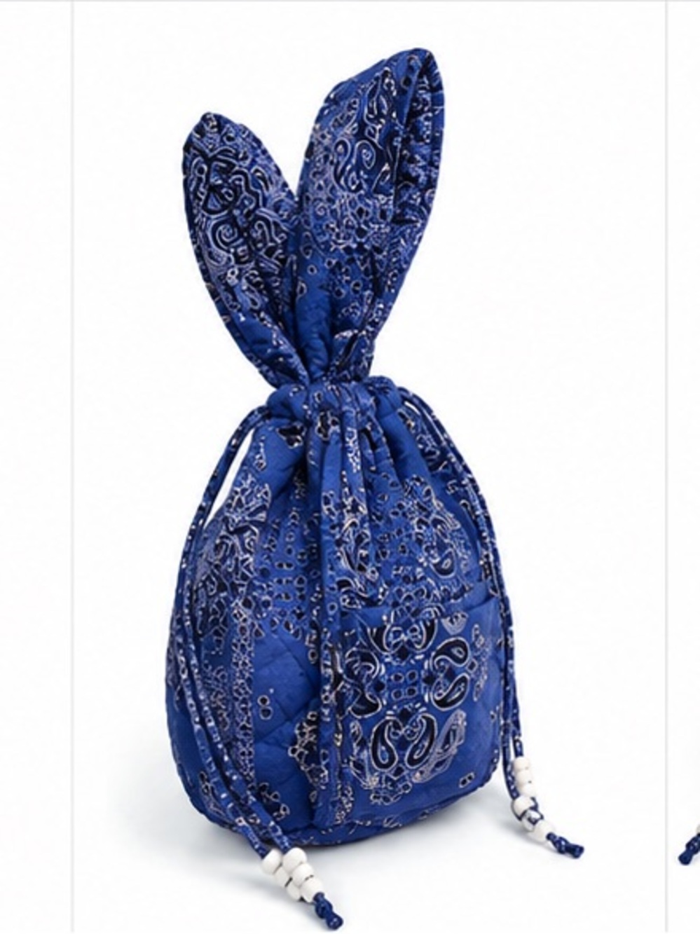 Berenice Blue Paisley Quilted Drawstring Bucket Bag Boho Shoulder Purse